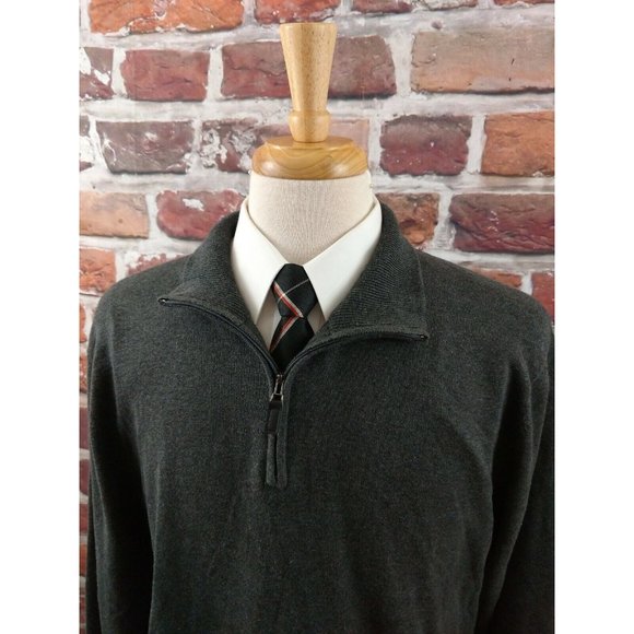 NEW JOS A BANK Signature Collection 1/4 Zip GRAY LS Pima Cotton Sweater XXL US - Picture 2 of 9